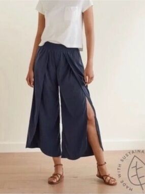 UpWest Charcoal Blue Tulip hem Flowy Pants